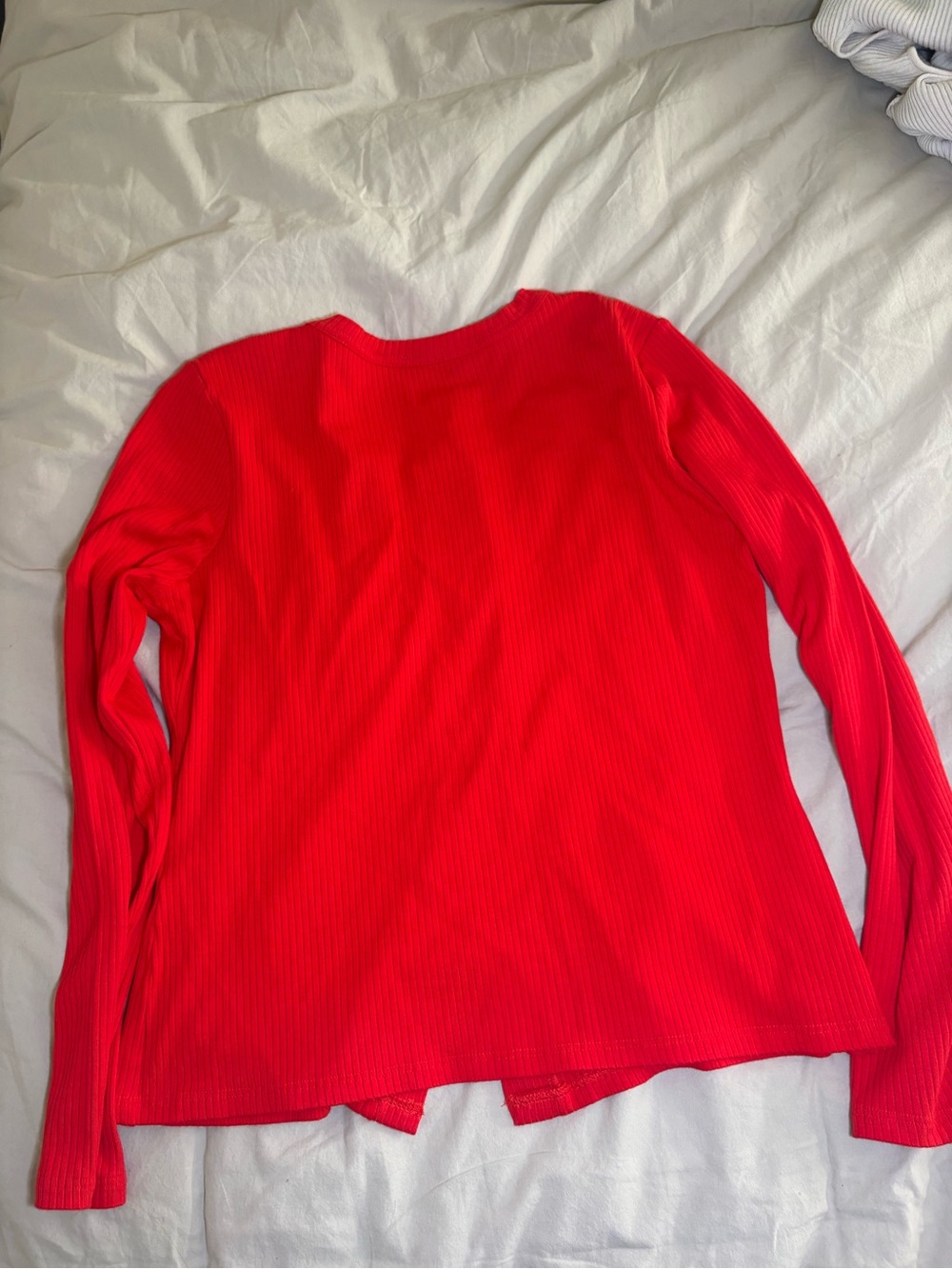 Cyrus Red Ribbed Button-Front Cardigan - Picture 3 of 3